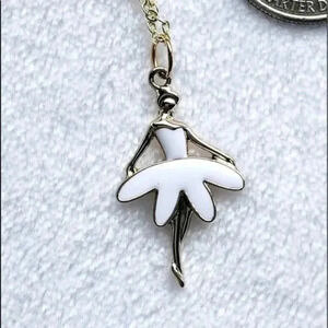 Ballerina in White 10k Gold Plated Necklac…